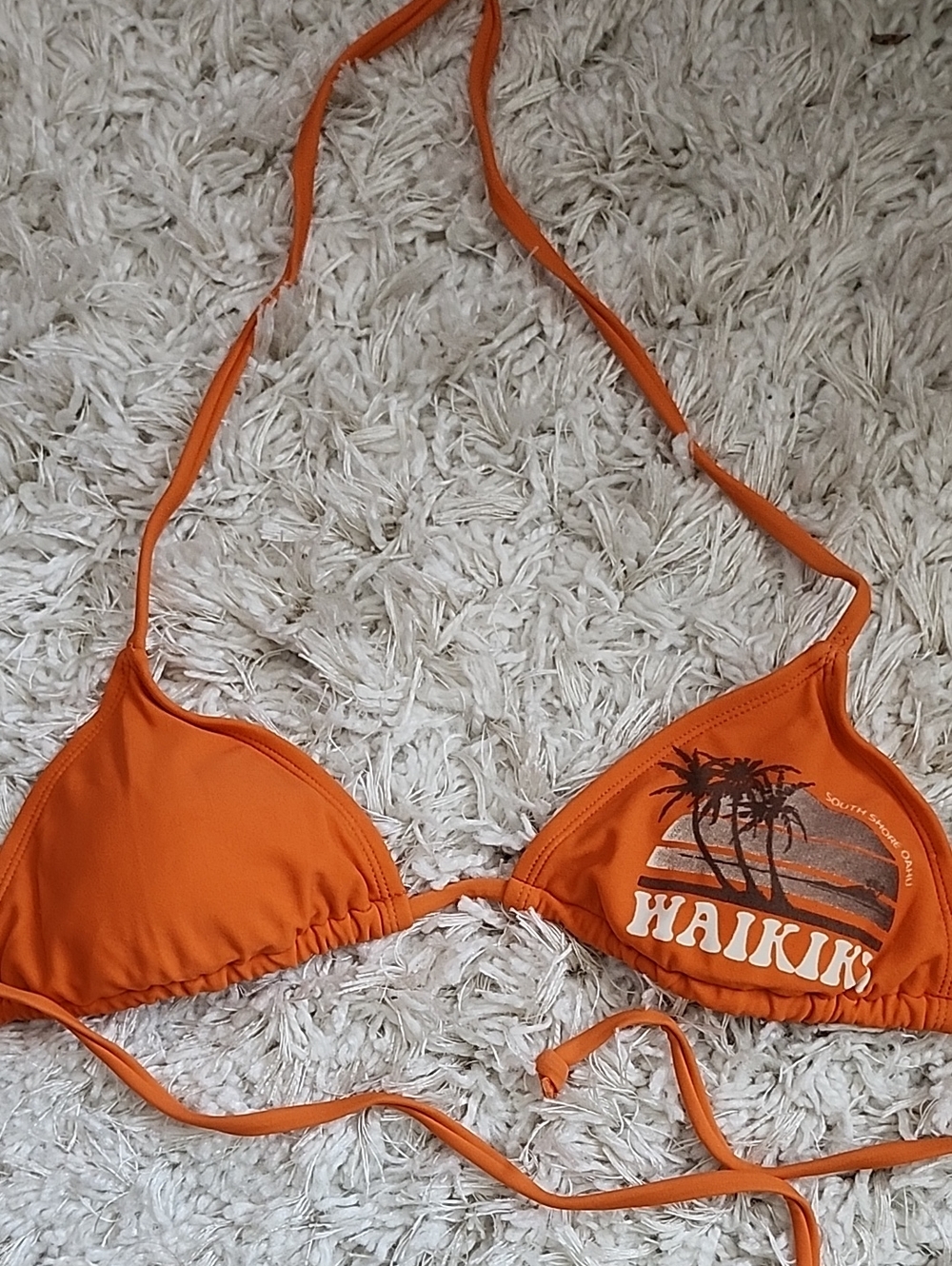 Old Navy Orange Triangle Bikini Top with Haiku Palm Graphic XS